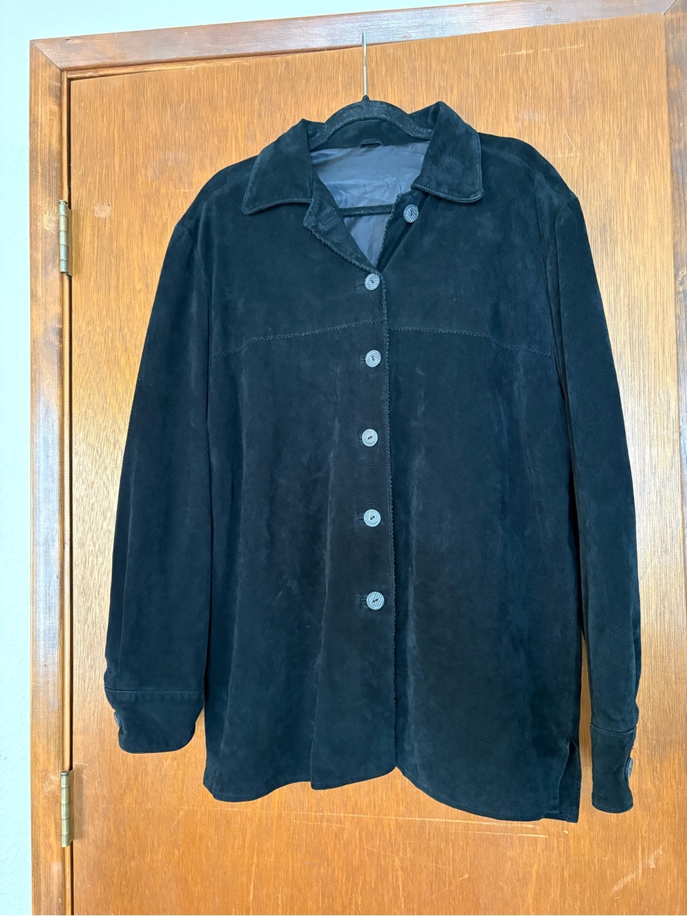 Classic Black Suede Button-Up Jacket - Women